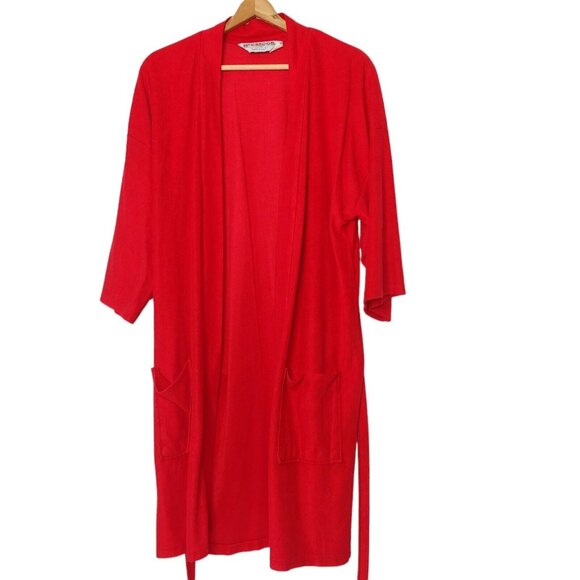 Vintage McGregor Mens OSFA Robe Red Short Belted Pockets Sleepwear Acetate EUC - Picture 3 of 7